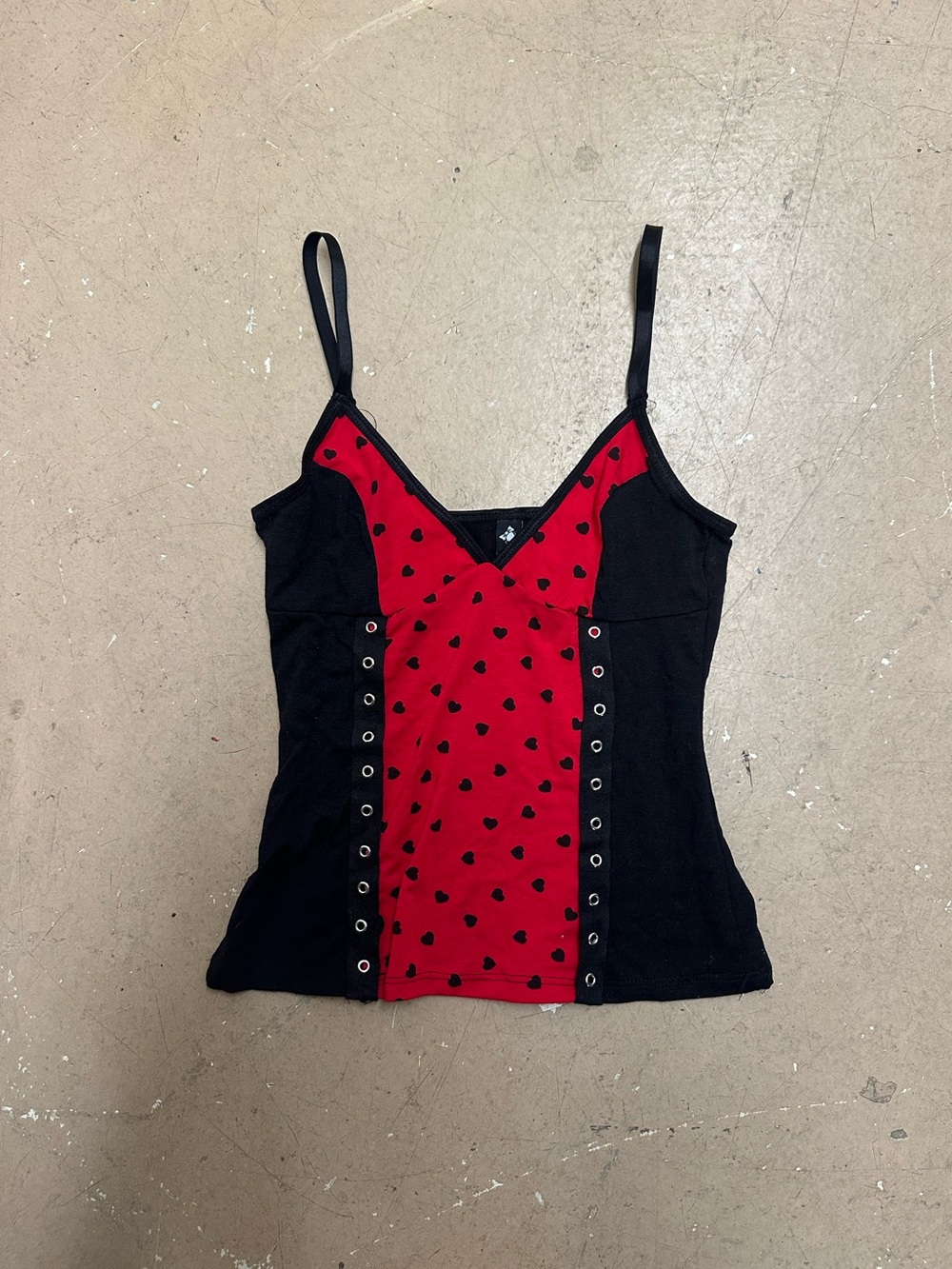 Deadstock Black and Red Heart Print Tank Top
